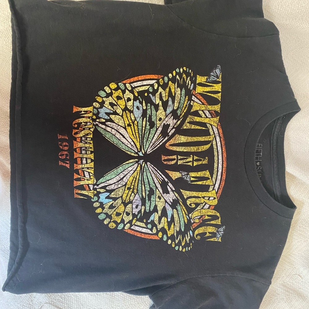 Black graphic crop top